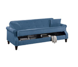 Contemporary Living Room Adjustable Blue Burnt-Out Fabric Couch Plush Storage Couch 1pc Futon B011P163902