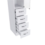 Linen Cabinet 68" H, Three Shelves, Four Drawers and Metal handles, White B097120600