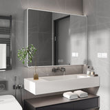 Aluminium Medicine Cabinet Mirror, 35 x 28 Inches Medicine Cabinet with 3 Colors LED Light and 78648069