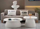 Round Fluted Mushroom Side, MgO Matte White Accent End, Indoor & Outdoor Decorative Side W5351P486732