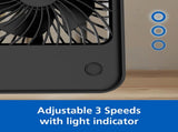 4" 3-Speed Portable Rechargeable Foldable Fan with Lighted Button, Black,FN1041NBK, New 2026 93702507