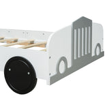 Twin Size Car-Shaped Platform Bed with Wheels,White WF311752AAK