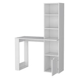 White Computer Desk with 4-Tier Bookcase and 1-Door Cabinet B062111728