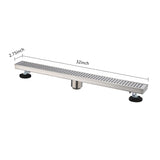 ZNTS 32 Inches Linear Shower Drain with Removable Quadrato Pattern Grate, 304 Stainless Shower Drain W928P199546