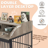 44'' Heavy Duty Large Dog Furniture for Large Medium Dog with Lockable Wheels, Wooden Dog 56691187