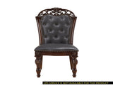 Formal Chairs Set of 2 Cherry Finish Button-Tufted Faux Leather Upholstered Traditional B011P168157