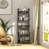 ZNTS WTZ Bookshelf, Ladder Shelf, 5 Tier Bamboo Bookcase, Modern Open Book Case for Bedroom, Living Room, 67632796