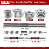 Adjustable Dumbbell Set Home Gym Cast Iron Barbell Sets with Carry Box 110lbs Office Bedroom Workout T3060P288491