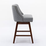 Counter Height Swivel Barstools, 26'' H Seat Height Upholstered Bar Stools Set of 2, Fabric in Gray W1143P151491