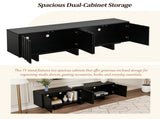 Retro Style Wood Grain TV Stand with Wavy Door for TVs up to 75", Rustic Media N721P379534B
