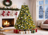 6FT Pre-Lit Artificial Christmas with Ornaments, 215 Warm White LED Lights, PVC Hinged Xmas 94474203