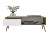 Basset Coffee Table, 1 Drawer, 1 Shelf, 4 Legs, Natural Oak / White B097P474258