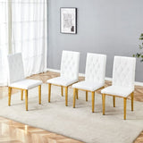 4 piece set of white armless dining chairs brings a touch of elegance and mystery to the dining area W1151131992