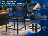 Bar Table and Stool Set 1 Table 2 Stools, Black Wood Grain MDF Tabletop & Gold Metal Frame, Padded 27543993