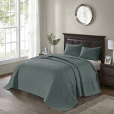 3 Piece Reversible Bedspread Set Balsam Green Queen B035P266673