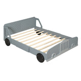 Full Size Car-Shaped Platform Bed with Wheels,Gray WF311753AAE