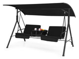 2 Seater Porch Swing Chair with Handy Storage and 360&deg Rotatable Tray Black 77579737