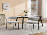 Burbank Modern Round Boucle Dining Chairs, Set of 2, Black White T2574P180243