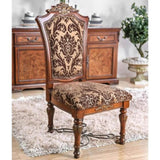 Traditional Fancy Set of 2pcs Side Chairs Brown Cherry Solid wood Intricate Carved Details Floral B011113348
