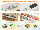 Natural Kids Activity Table with Magnetic Whiteboard/Chalkboard & Paper Roll, Multi-Storage Art Desk 10298016
