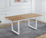 oak color,Square Extendable Dining Table with metal leg,Modern Space Saving Kitchen Table for Living W234P282510