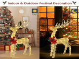 Lighted Christmas Reindeer Outdoor Decorations, Weather Proof 4ft Santa's Sleigh Reindeer Christmas 03912676