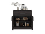 Barbados Pantry Cabinet 33" H with Top Drawer, Double Doors and Interior Shelves, Dark Walnut B097P474319