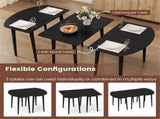 45" Extendable Dining Table Set, 2 Half-Round Tables Convertible to Oval for 4-6 People Black 18447026