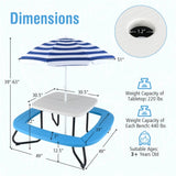 Kids Picnic Table Outdoor Activity Table With Umbrella -White 04049957