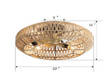 (Same as W882P144352) 22 Inch New Boho Caged Ceiling Fan With Enclosed Rattan 6 Speeds Remote W882P383724