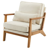 Oak Armrest Oak Upholstered Single Lounge Chair Indoor Lounge Chair Off-White 68954457