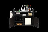 Outdoor Bar Table, Wicker Bar Cart with Cabinet, Patio Serving Cart with steel Top, with one ice W640P253277