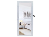 Non Full Wooden Wall Mounted 4-Layer Shelf, 2 Drawers, 8 Blue LED Lights, Jewelry Storage 87850025