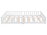 full Size Floor Bed with Door,Solid Wood Platform Bed Frame with Fence,Suitable for children,Pine W495123240