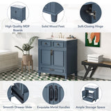 30'' Bathroom Vanity with Ceramic Sink,Solid Wood Frame Bathroom Storage Cabinet with Soft Closing N710P190656C