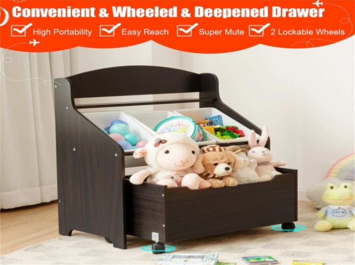 Mini Brown Storage Dark Brown Multifunctional Kids Storage Cabinet with Large Capacity To ...