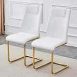Modern dining chairs, dining room chairs, and golden leg cushioned chairs made of artificial W1151110421
