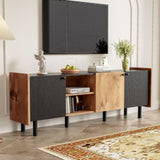 Mid Century TV Stand 3 Cabinets, Media Console Table for TVs up to 70'', Entertainment Center N710P180186B