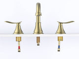 2-Handle 8 inch Widespread Bathroom Sink Faucet Brushed Gold Lavatory Faucet 3 Hole 360&deg Swivel 46793622