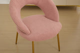 061-Set of 1 Teddy Fabric Chairs With Curved Backrest and Golden Metal Legs for Kitchen or W527P255486