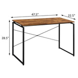 ZNTS Oak and Black Writing Desk with Metal Sled Base B062P184531