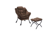 Living Room Chairs Modern Cotton Fabric Lazy Chair, Accent Contemporary Lounge Chair, Single Steel W1899121343