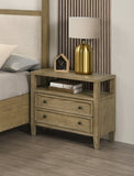 1pc Rustic 2-Drawer Nightstand with Open Shelf Wooden Bedroom Nightstand Tan / Beige Natural B011P255746
