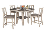 Dining Room Rustic Style Antique White 5pc Dining Set Counter Height Table w Shelf Unique High B2741P301879