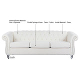 84.65" Rolled Arm Chesterfield 3 Seater Sofa W68058494