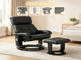 360&deg Swivel Massage Recliner Chair, 10-Point Vibration Footstool for Living Room, Black 06742104