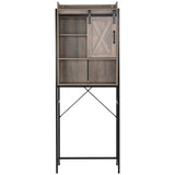 ZNTS FCH Retro Style MDF With Triamine Iron Frame Sliding Door Three-Layer Rack Bathroom Cabinet 54703194