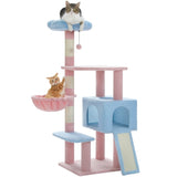 ZNTS Flower Cat Tree47.2" Multi-Level Cat Tower with Sisal Covered Scratching Posts,Cute Cat Condo for 05355028