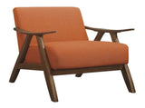 Modern Home Furniture Orange Color Fabric Upholstered 1pc Accent Chair Cushion Back and Seat Walnut B01172865