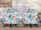 63*65*82cm Short Oxford Cloth Silver White Aluminum Tube Bearing 100kg Beach Chair Flamingo 74554603